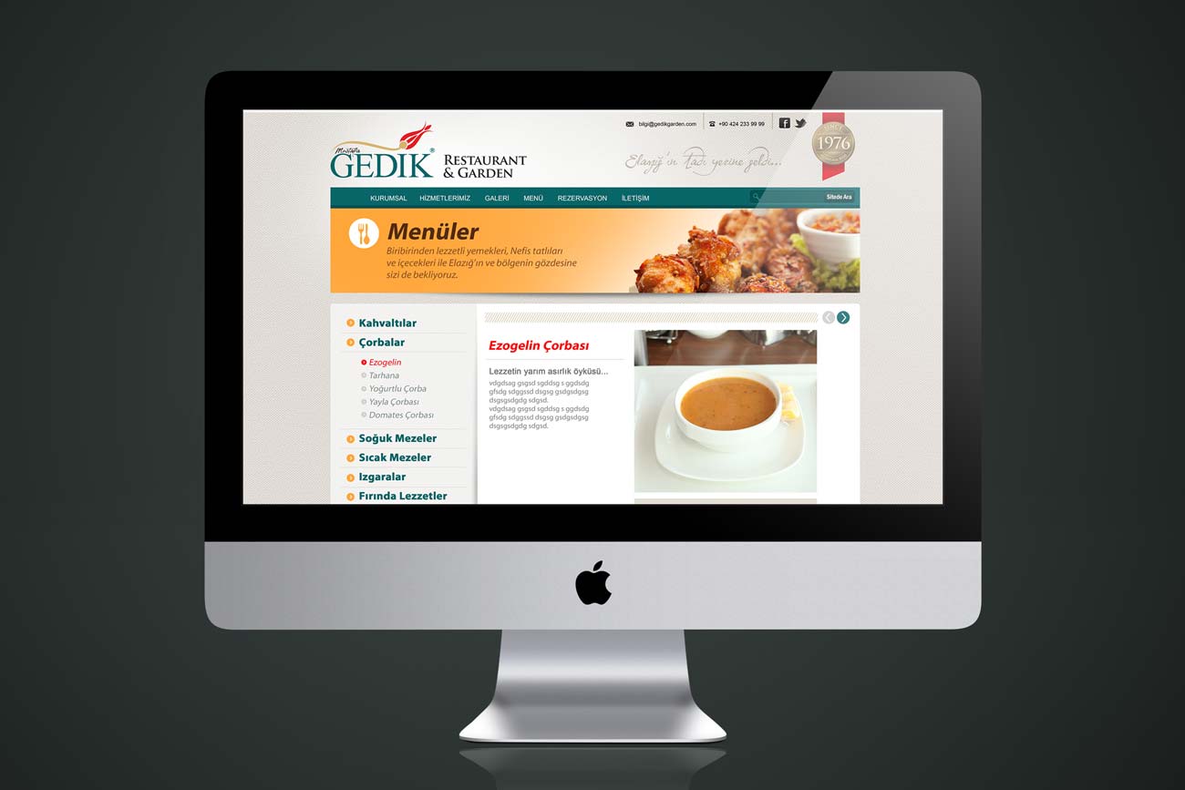 gedik restaurant web sitesi alt sayfa